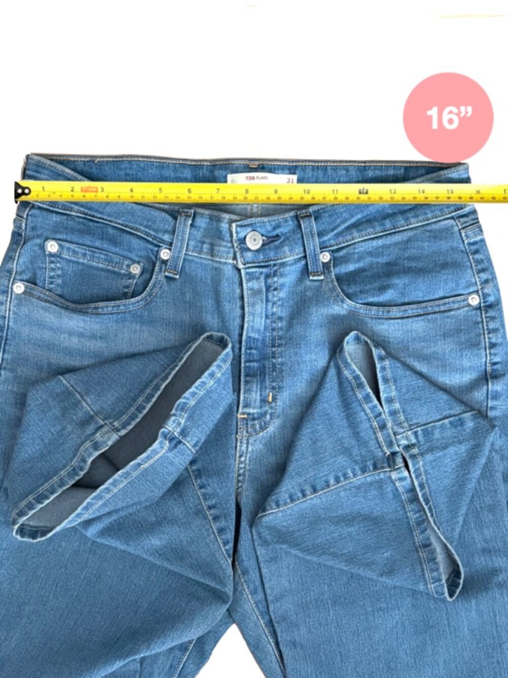 Levis womens jeans size 31 high rise flare blue medium wash stretch 726 - Picture 6 of 13